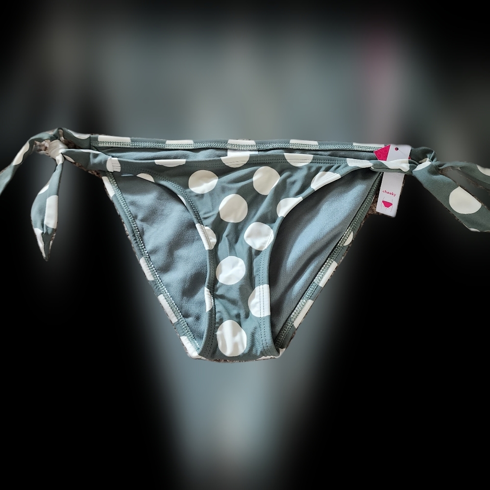 BNWT  Target xhilaration green polka dot bikini bottom sz s